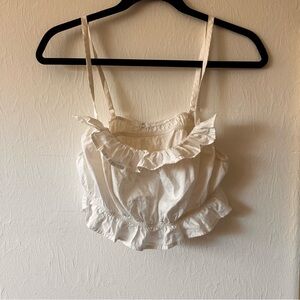 Revolve Ruffle White Crop Top bralette summer cotton